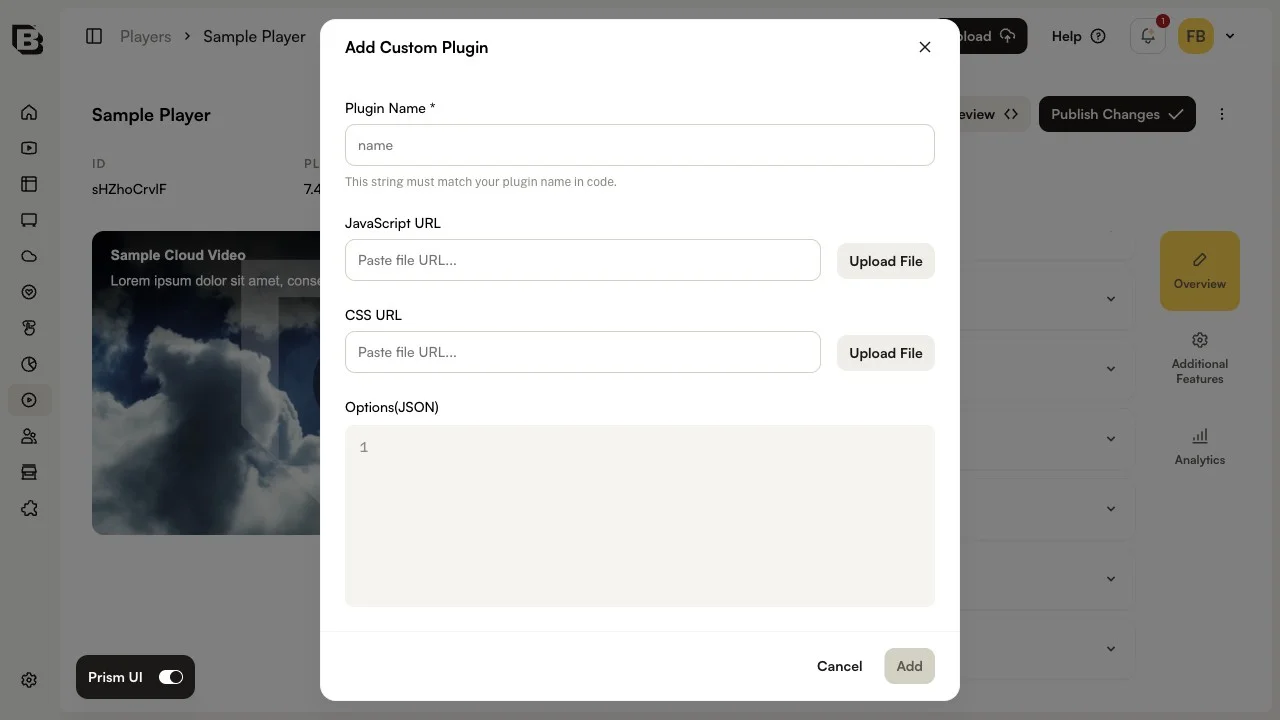 Add Custom Plugin dialog