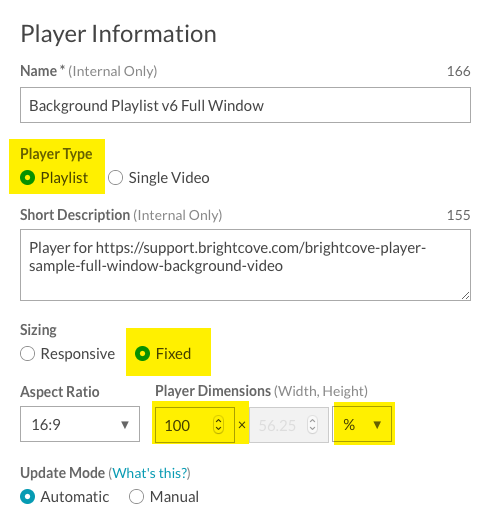Player Information Settings