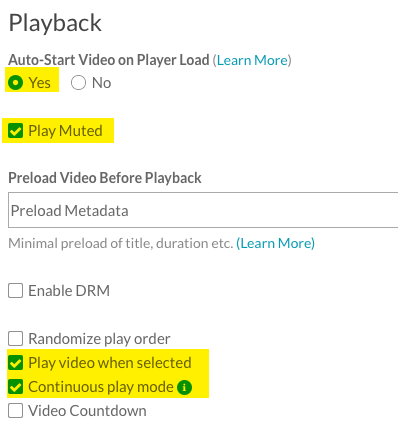 Playback Settings