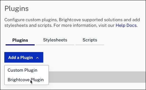 select brightcove plugin