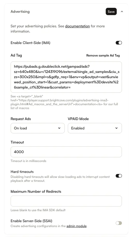 Enable client-side ads