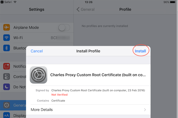 Install Charles certificate