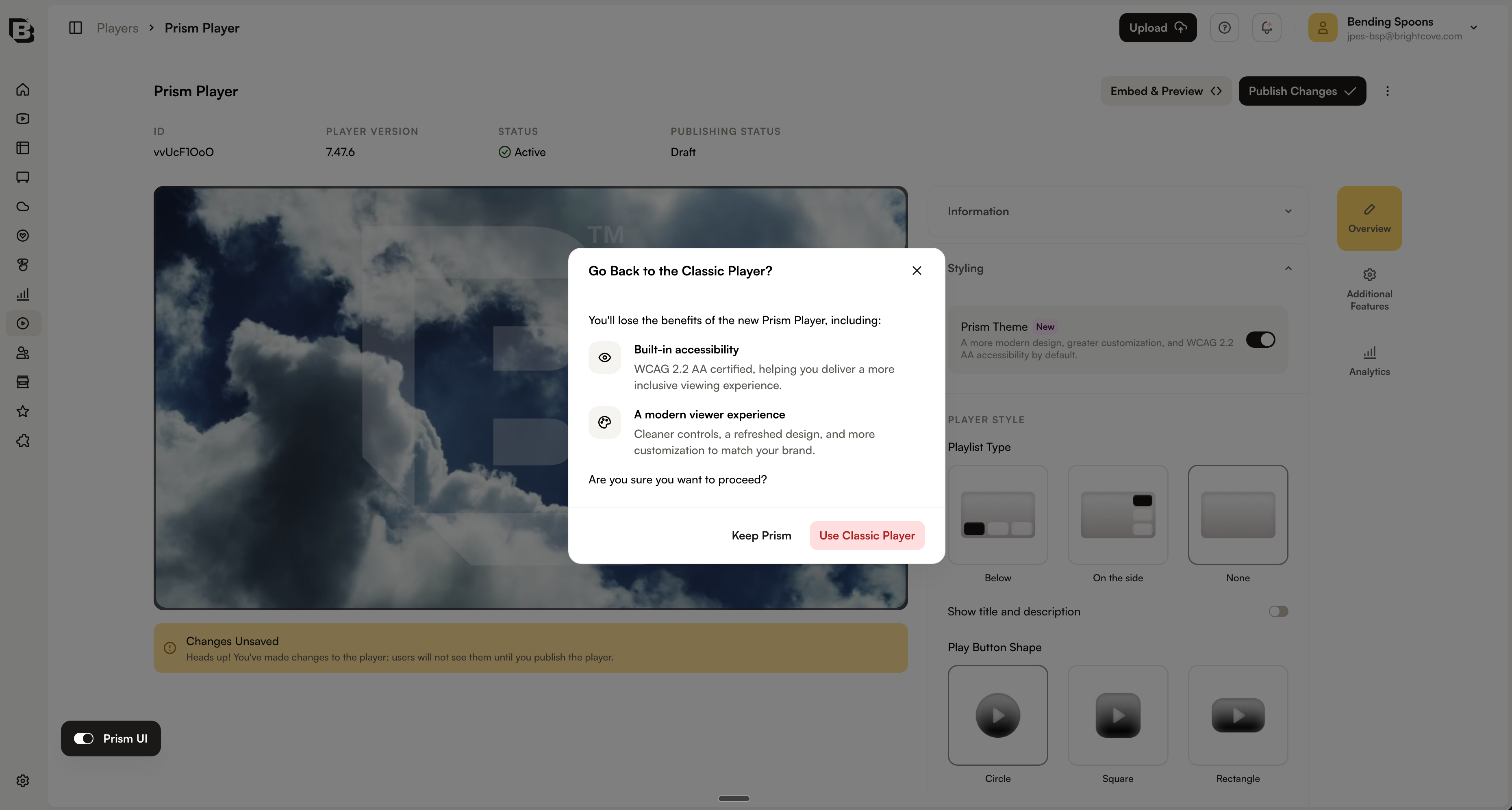 Opting out of the Prism theme