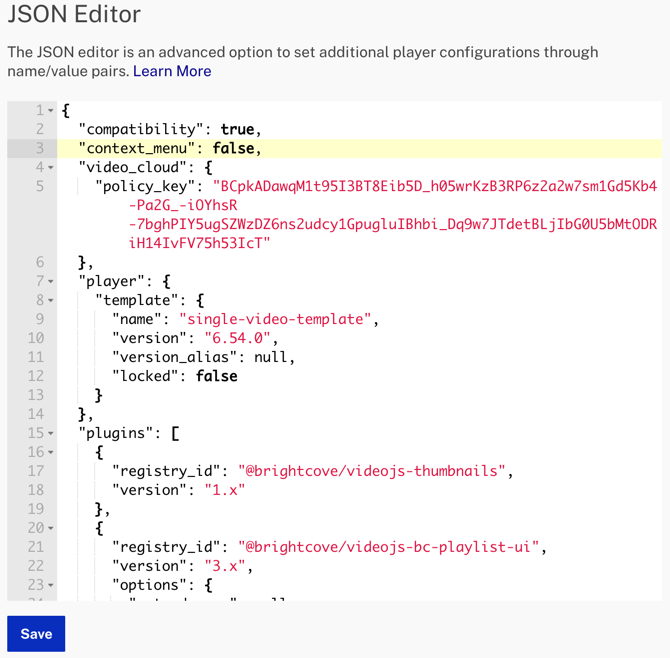 JSON Editor no debugger